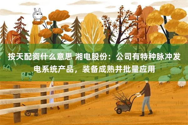 按天配资什么意思 湘电股份：公司有特种脉冲发电系统产品，装备成熟并批量应用