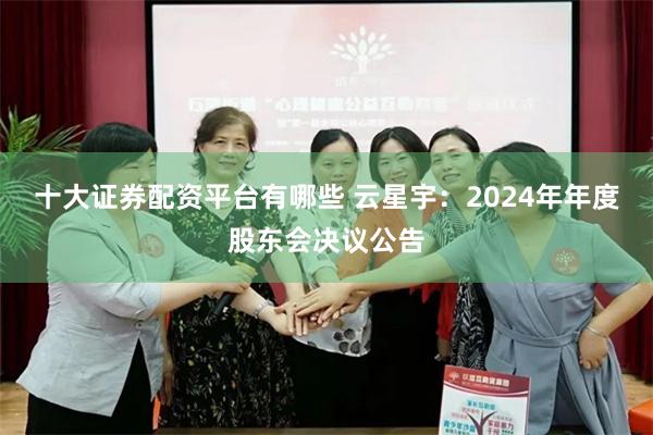十大证券配资平台有哪些 云星宇：2024年年度股东会决议公告